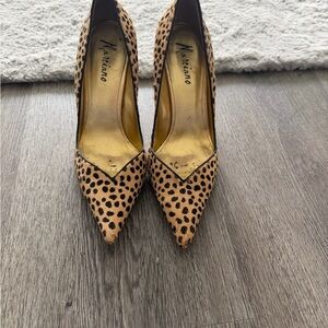 Marciano Tan and Black Animal Print Heels